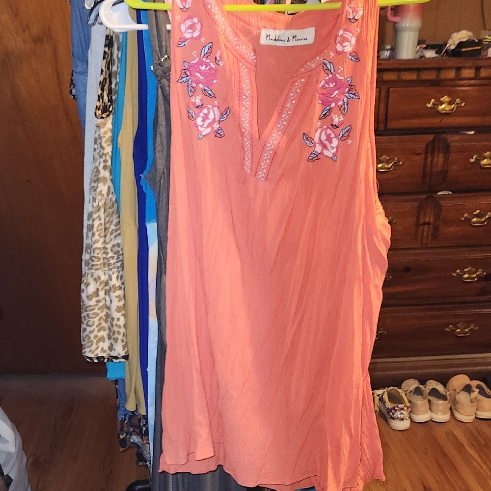 Coral Sleeveless Top